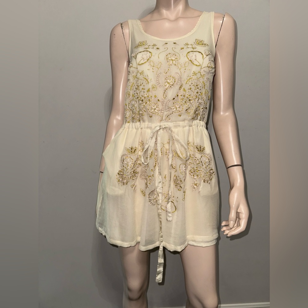 Chelsea & Violet Silk Embroidered Mini Dress M